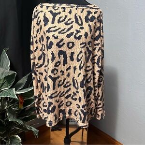 SHEIN Leopard Print Waffle Knit Long Sleeve Top – Medium